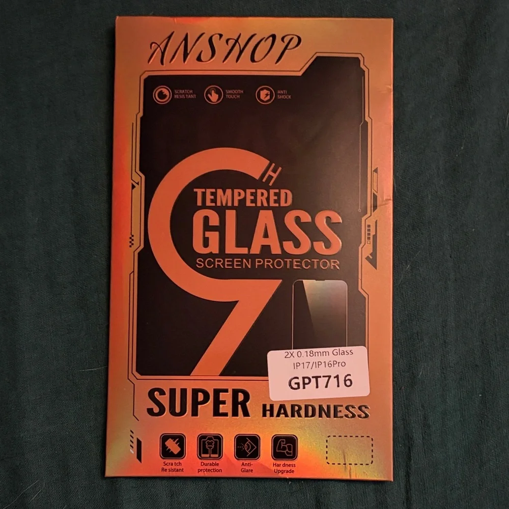 ANSHOP iphone 17 Tempered Glass Screen Protector - Orange/Black